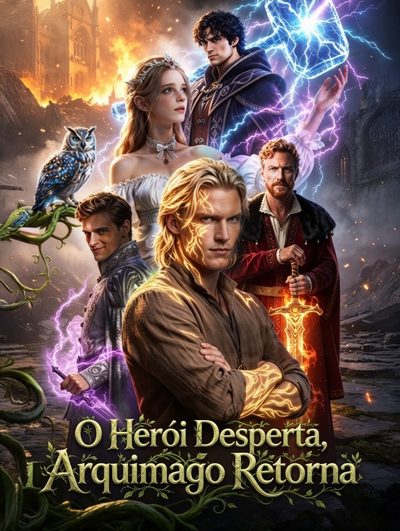 Capa da miniss&eacute;rie The Hero Awakes Archmage Returns - o Herói Desperta, o Arquimago Retorna (feito por Ia)